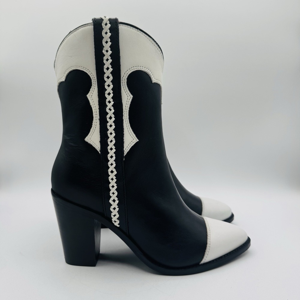 Lucchese Michelle Boots Women's Size 7.5 Black‎ White Leather - Picture 15 of 16